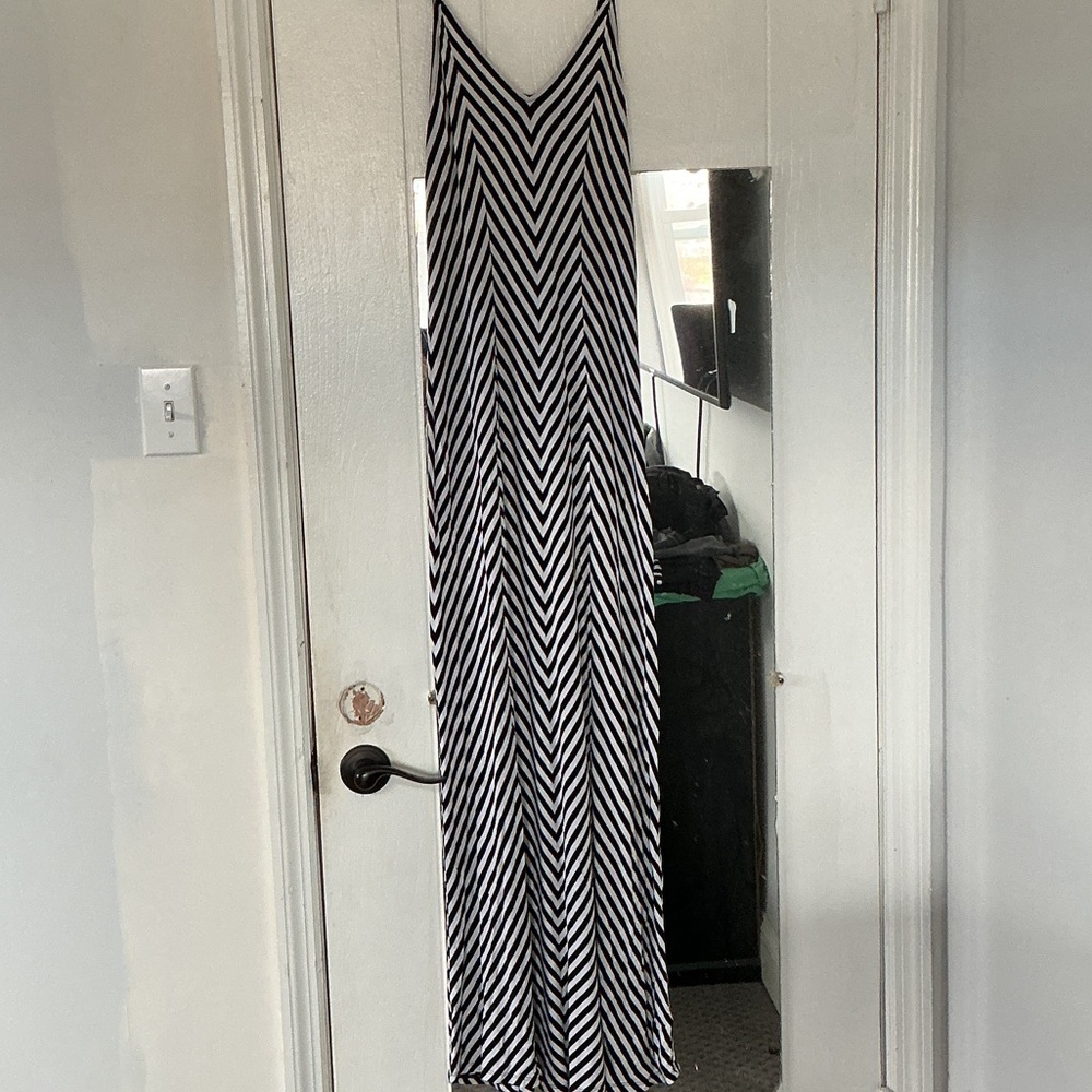 Mossimo Supply Co. Black and White Chevron Maxi Slip Dress